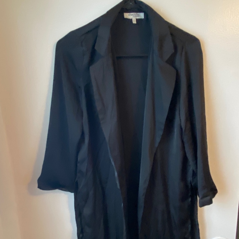 Black long trench fleece